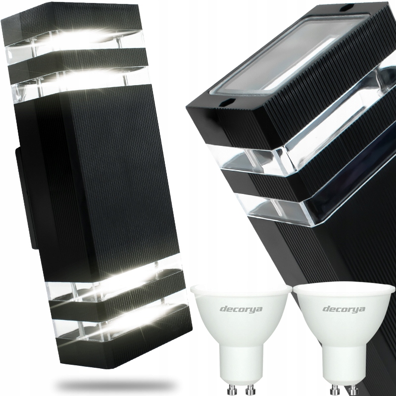 Masterled záhradné nástenné svietidlo čierne GU10 35 W + GU10 LED žiarovka neutrálna biela 4000K 5W